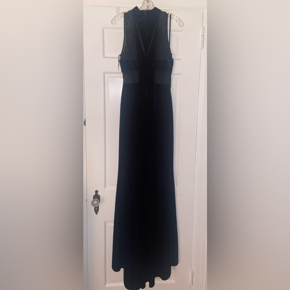 Betsy & Adam Midnight Navy Velvet Gown 10 - Picture 7 of 10